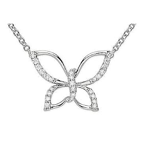 1/4 Carat Diamond 14K White Gold Butterfly Necklace
