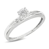 1/4 CT. T.W. Round Cut Diamond Ladies' Engagement Ring 10K White Gold Women's Engagement Ring - Free Gift Box -