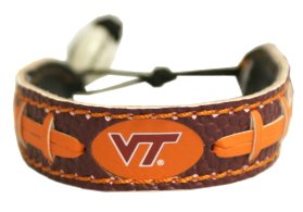 NEW Virginia Tech Hokies Handmade Bracelet Team Color Football Genuine Quality Leather Two Loops