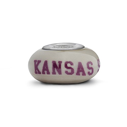 Kansas State Wildcats Fenton Glass Bead Fits Most European Style Charm Bracelets