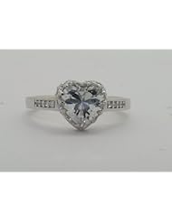 STERLING SILVER 8MM HEART CZ RING SIZE 7