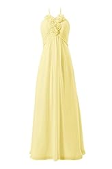 Lace Floor Length Halter Chiffon Evening Dress/Bridesmaid Dress/Party Dress 