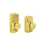 Schlage FE595CAM505GEO Lifetime Polished Brass Electronic Security Camelot Keypad Entry with Flex-Lock Door Knob Set with Georgian Interior Knob