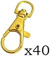 Bluecell 40 PCS Gold Chrome Color Swivel Eye Lobster Snap Clasp Hook 1-1/2" x 1/2"