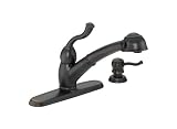 Delta 473-RBSD-DST Saxony Single Handle Kitchen Pullout Faucet With Diamond Seal Valve and Matching Soap Dispenser, Venetian Bronze