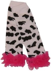 Black & White Cow with Hot Pink Chiffon Ruffle Leg Warmers, Girls, Infant, Toddler