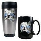 Golden State Warriors Stainless Steel Travel Tumbler and Black Ceramic Mug Set