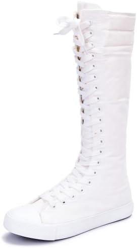 Leinier Women's Dancing Punk Knee High Canvas Boot