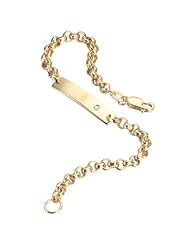 Childrens Jewelry - 0.01 Cts Diamond Plain ID Bracelet in 14K Yellow Gold