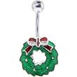 Holiday Christmas WREATH Belly Button Ring