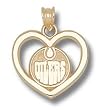 Edmonton Oilers Round Logo Heart Charm/Pendant -14K/10K, Stainless Steel or Gold Plated