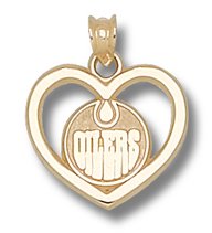 Edmonton Oilers Round Logo Heart Charm/Pendant -14K/10K, Stainless Steel or Gold Plated