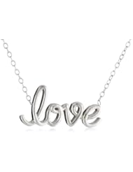 Sterling Silver Script Love Pendant Necklace, 18"