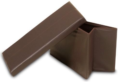 2 Seater Double Large Folding Storage Faux Leather Ottoman Pouffe Seat Stool Box Brown by oCeans Express