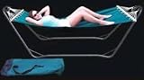 EARTH SOLID-BED HAMMOCK & STAND SET w/ Black E-Coated Tubular Steel Frame -- Large Bed-Size: 29 W x 70 L -- Wide Green, SOFT Fabric for EXTRA COMFORT -- Strong RUGGED Steel Stand
