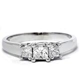 Search : .50CT Princess Cut Three Stone 14K White Gold Diamond Engagement Anniversary Promise Ring SZ 6 G/H/I1