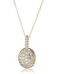 KC Designs "Twist" 14k Yellow Gold and Diamond Oval with Braided Detail Pendant Necklace Chain, 16"