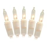 100 Mini Clear Bulbs & White wire Christmas string lights End to End boxed