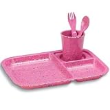 Sugarbooger Children's Recycled Melamine Tray Set- Pink