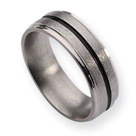 31TzQDm1XGL Titanium Black Accent 6mm Satin Polished Band Ring   Size 9