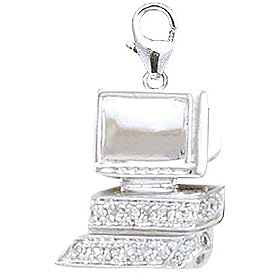 14k Gold Diamond Computer Charm (1/10 cttw)