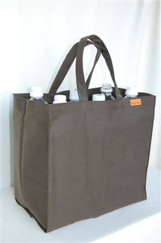 送料無料　ワイド携帯型綿混カーキグリーンエコバッグ巾着つき(EWD-213)