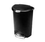 simplehuman Trash Can, 50L Plastic Step Can Black