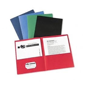 Two-Pocket Portfolio, Embossed Paper, 30-Sheet Capacity, Assorted Colors, 25/BX
