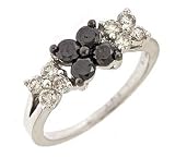 14k white gold black and white diamond ring (1 cttw)