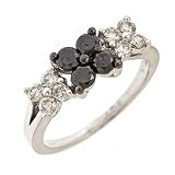 14k white gold black and white diamond ring (1 cttw)