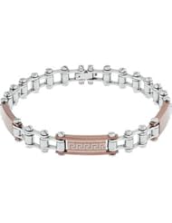 Stainless Steel Lasered Greek Key Link Bracelet 08.50 Inch Chocolate Immerse lated B802gk
