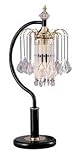 Polished Brass-finish Table Lamp with Crystaline- Black