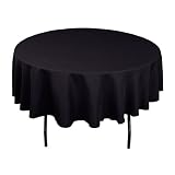 70 Inch Round Polyester Tablecloth Black by 