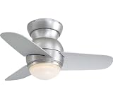 Minka-Aire F510-BS, Spacesaver Brushed Steel Flush Mount 26" Ceiling Fan with Light & Wall Control