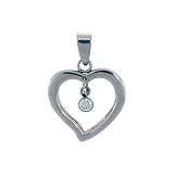 inox STAINLESS STEEL HEART PENDANT WITH HANGING CZ CENTER
