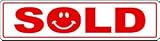 Smiley Sold Red 6 x 24 Corrugated Rider for Real Estate Signs