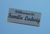 Produkt-Bild: Namensschild / T&uuml;rschild in Edelstahl 70x30 mm stabile Ausf&uuml;hrung, selbstklebend