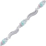 Opal & Diamond Tennis Bracelet In White Gold