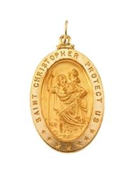 Clevereves 14K Yellow Gold 29.00X20.00 mm Saint Christopher Medal