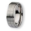 Grooved Brushed and Polished Stainless Steel Ring (8.0 mm) - Sizes 6-13