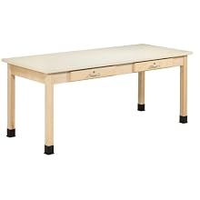 Diversified Woodcraft PT-72P Solid Maple Wood Plain Planning Desk with Dovetailed Drawers, 72" Width x 30" Height x 30" Depth