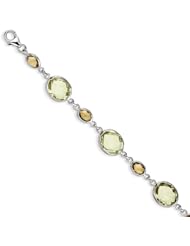 Sterling Silver 7.5in. Lemon Quartz And Citrine Oval Bracelet, Best Quality Free Gift Box Satisfaction Guaranteed