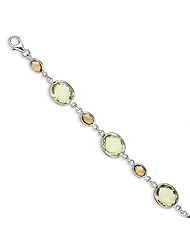 Sterling Silver 7.5in. Lemon Quartz and Citrine Oval Bracelet