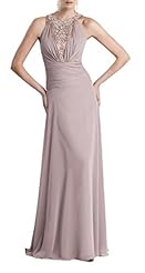 A-line Chiffon  Gathered Beaded Ruched Halter Mother-of-the-Bride Dress  With Ruffles