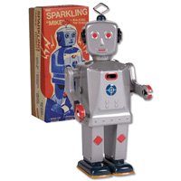 Sparkling Mike Walking Tin Robot