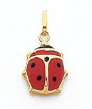 Red And Black Enameled Ladybug Charm, 14K Yellow Gold