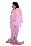 Grand Imagination Snug-Mee Womens Coral Fleece Blanket with Sleeves and Embroidery, Pink
