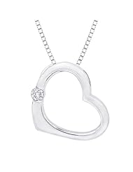 Diamond Heart Pendant with Chain in Sterling Silver (0.06 cttw)