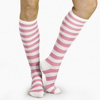 Pink Striped Breast Cancer Awareness Knee High Socks Sports Teams Walk