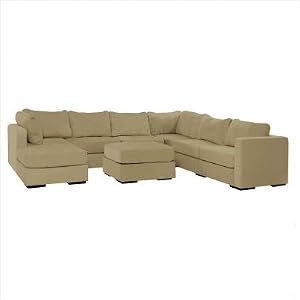 Sactionals Modular Seven Cushion Sectional with Ottoman
